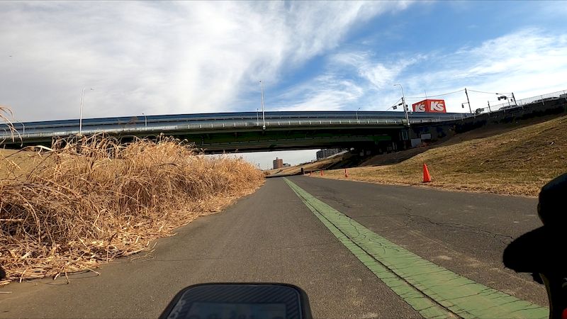 荒サイ攻略右岸土手上扇大橋